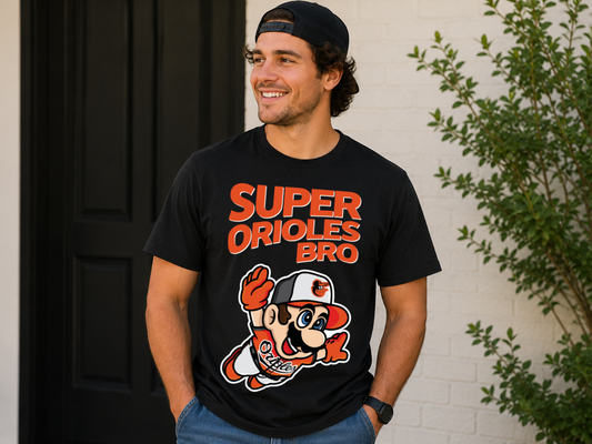 Super Orioles Bro Retro Gaming Shirt | Funny Baltimore Baseball Fan Graphic Tee