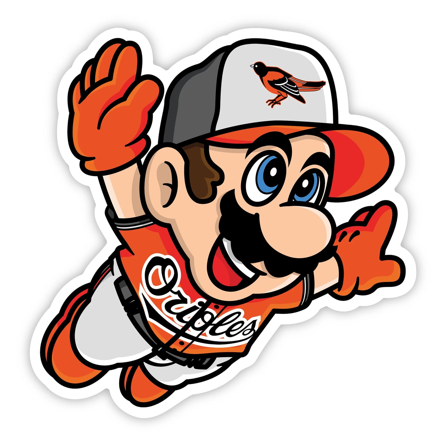 Flying Mario Orioles Baseball Sticker